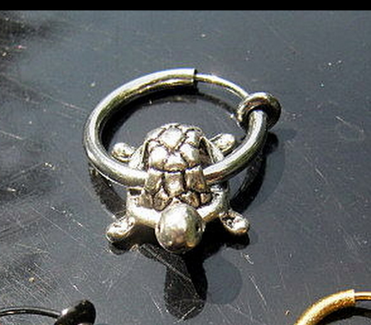 Men TURTLE Earring Hoop or Clip on non piercing earring, Dangle Handmade earring women men gift