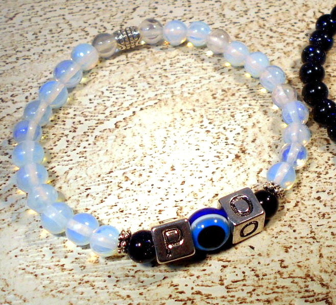 Men/ Woman Evil Eye stone Personalized BRACELET for Protection White shell Onyx Turquoise Lava hematite Handmade bracelet men gift
