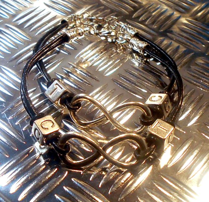 Custom Bracelets couple silver INFINITY, leather /cord long distance bracelet, Stack Handmade bracelet WITCH,couple gift