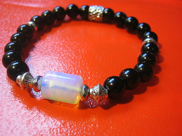 CAMELYS MAGIC 4 MEN - Men stone OPAL Bracelet red TIGER EYE Onyx Tourmaline Hematite Moonstone, Handmade bracelet men gift