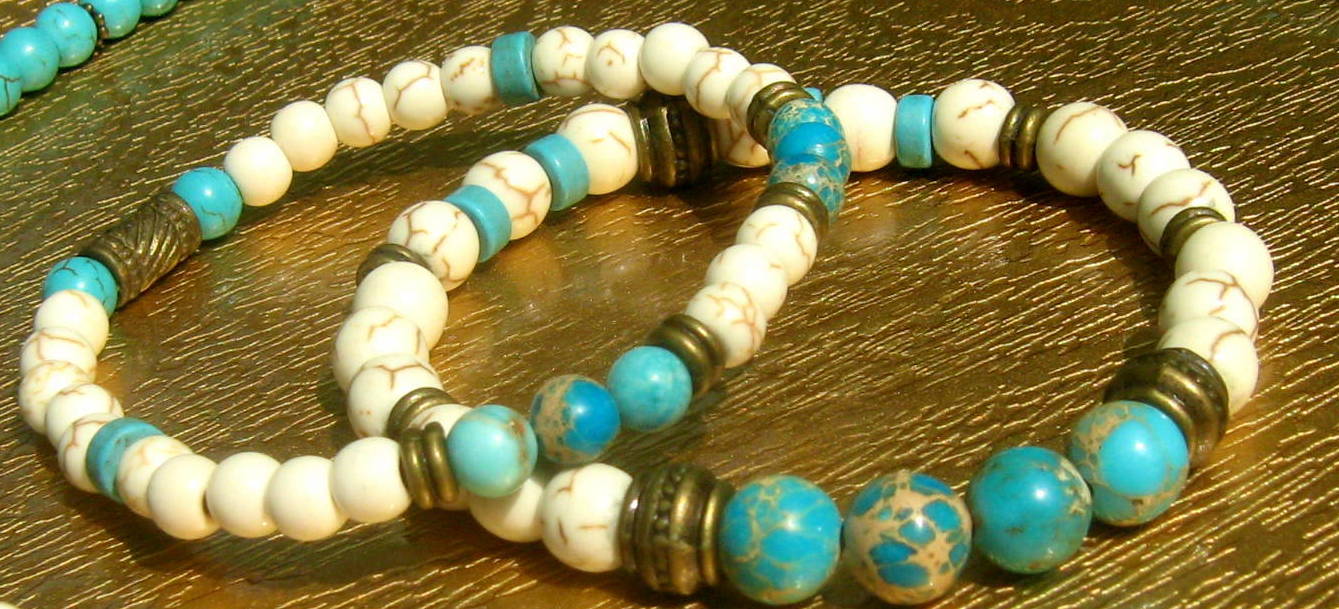 Men TURQUOISE Imperial JASPER Bracelet white Howlite, Healing stone, handmade bracelet men gift