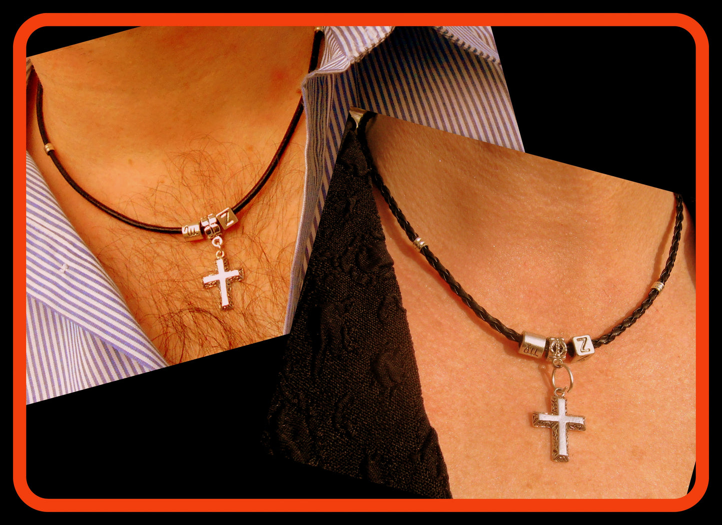 Men tibetan silver CROSS Pendant custom Necklace Leather. Religious protection CROSS pendant, handmade necklace Men Gift