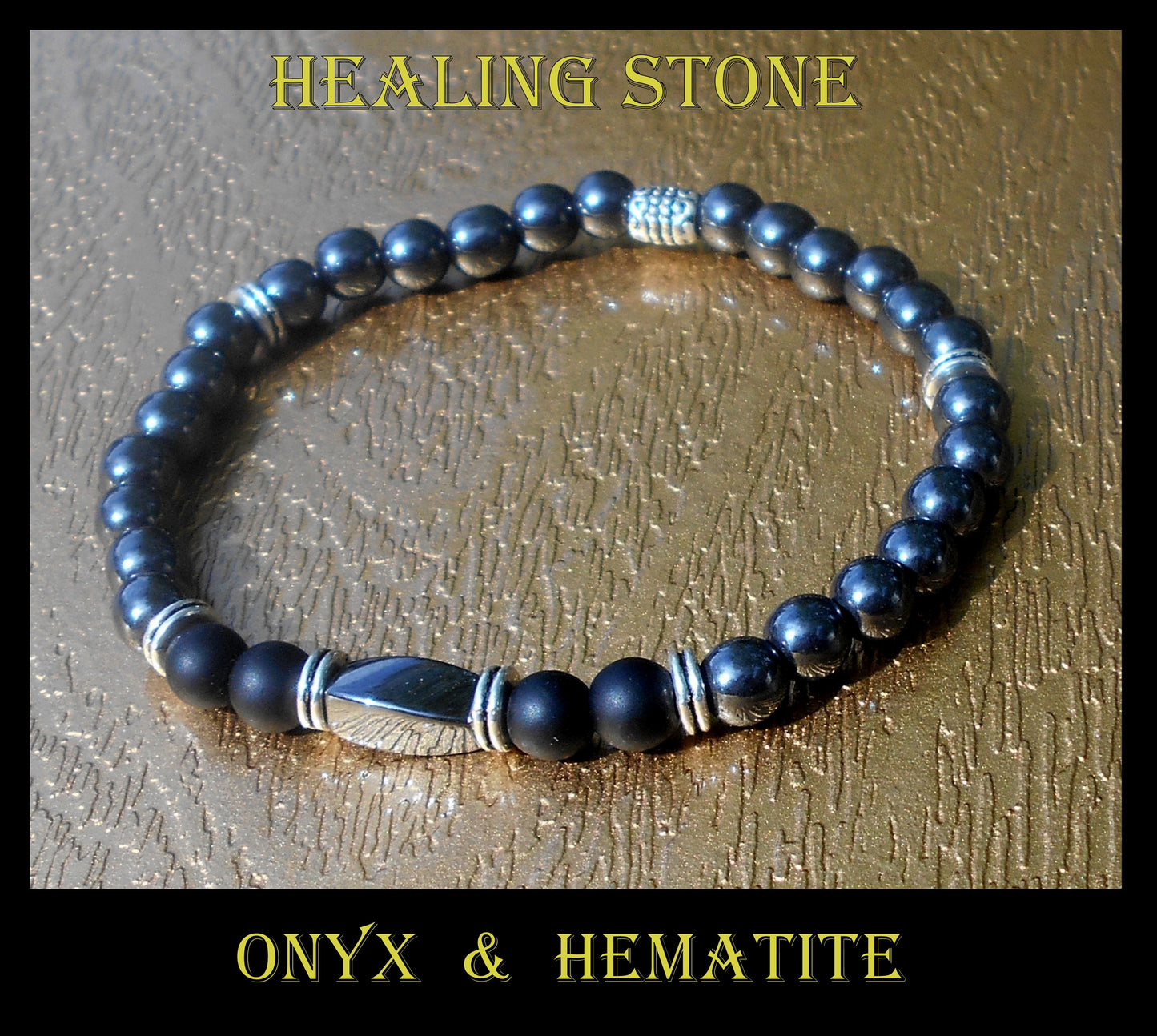 Men Black HEMATITE Onyx stone Bracelet , Healing stone, handmade bracelet men gift