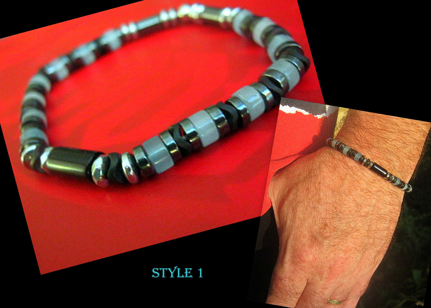 Men BRACELET AQUAMARINE & ANGELITE Tourmaline Hematite Onyx protection abundance stone handmade bracelet men gift