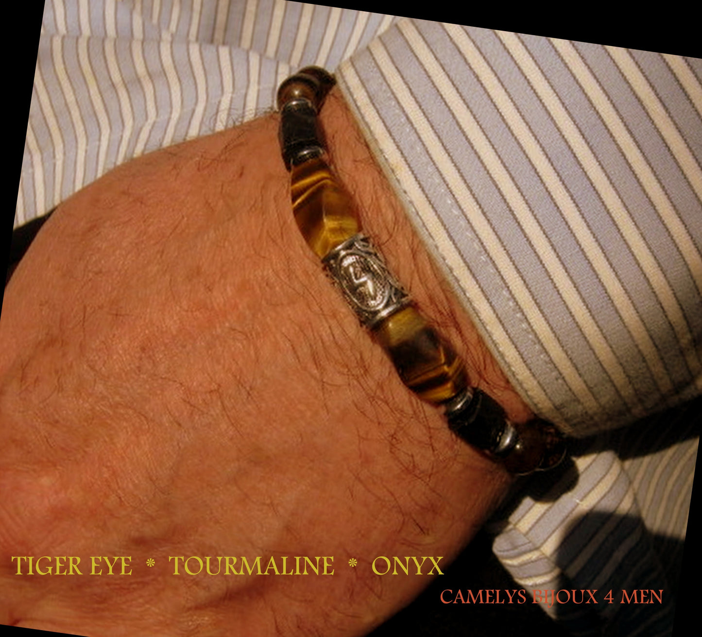 Men TIGER EYE fertility Bracelet Tourmaline Citrine Lava stone, Handmade bracelet men gift