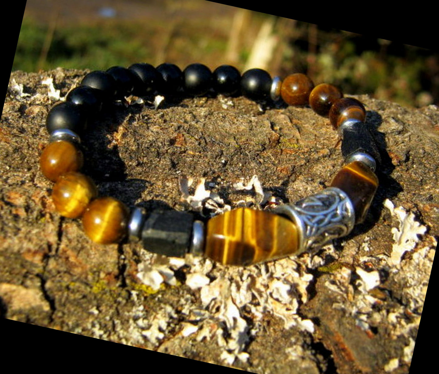 Men TIGER EYE fertility Bracelet Tourmaline Citrine Lava stone, Handmade bracelet men gift