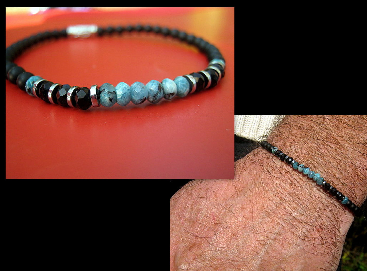Men tiny LABRADORITE Moonstone & Sunstone Onyx Tourmaline Spinel Black Diamond Turquoise bracelet, protection precious which stone handmade slim bracelet men gift