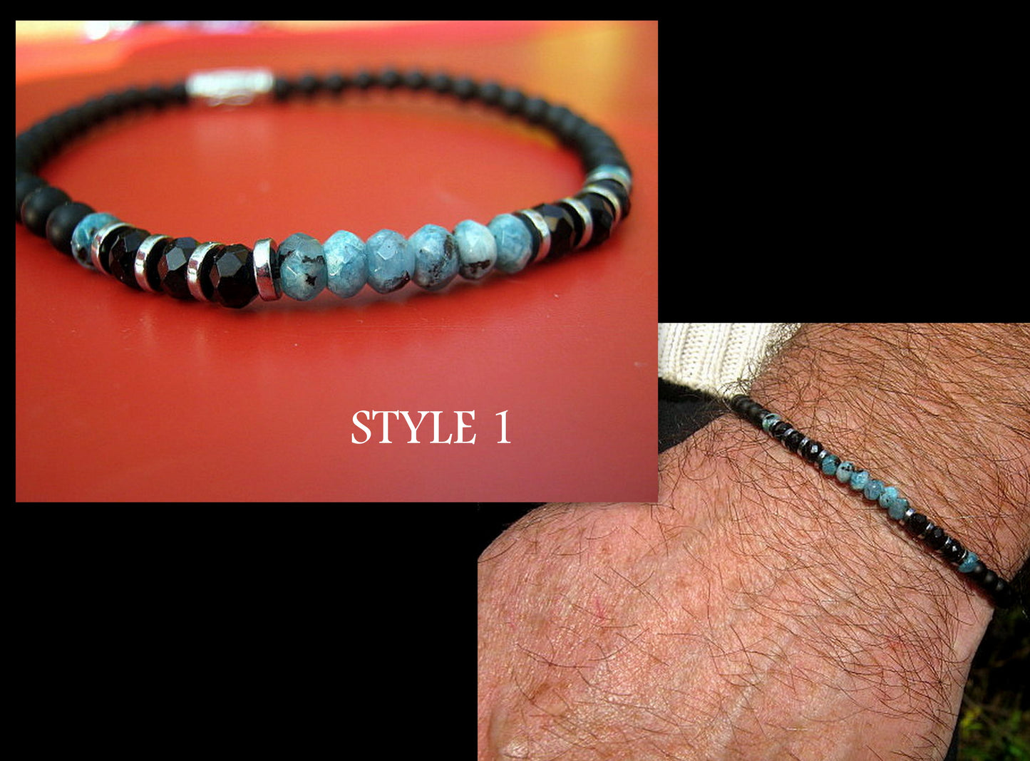 Men tiny TURQUOISE, LABRADORITE Moonstone & Sunstone Onyx Tourmaline Spinel Black Diamond bracelet, protection precious which stone handmade slim bracelet men gift