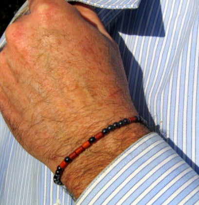 Custom MORSE CODE men/women Bracelet, Hematite & white/ red Coral, I love you Secret Message, Healing protection stone Men handmade slim bracelet Men gift