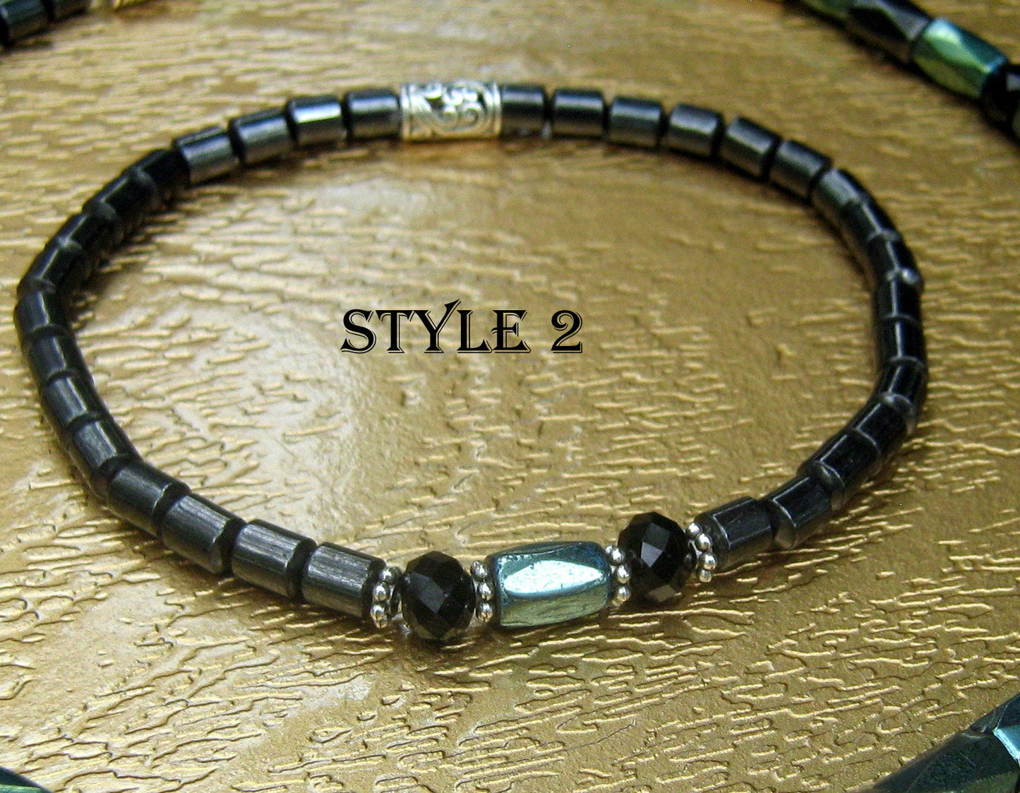 Men green Hematite Onyx coco wood Bracelet Healing stone, handmade bracelet men gift