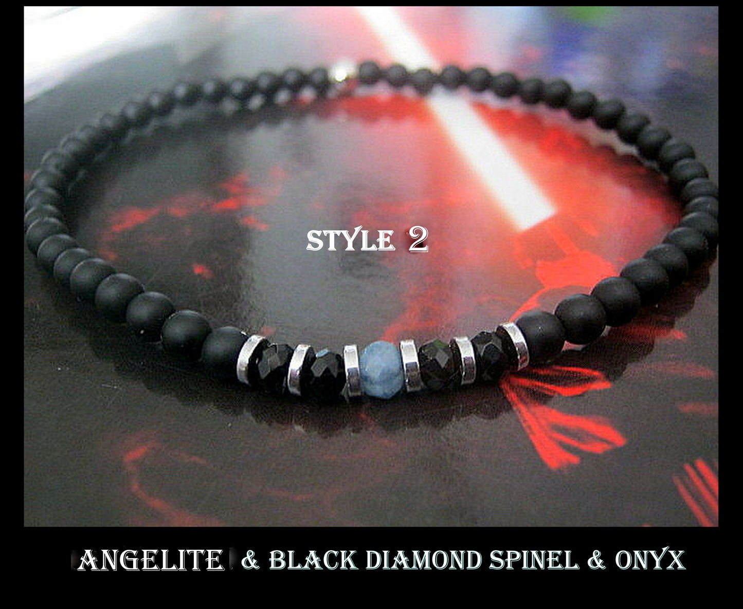 Men tiny AQUAMARINE Angelite Onyx Tourmaline Black Diamond Spinel Hematite bracelet, protection precious stone handmade slim bracelet men gift