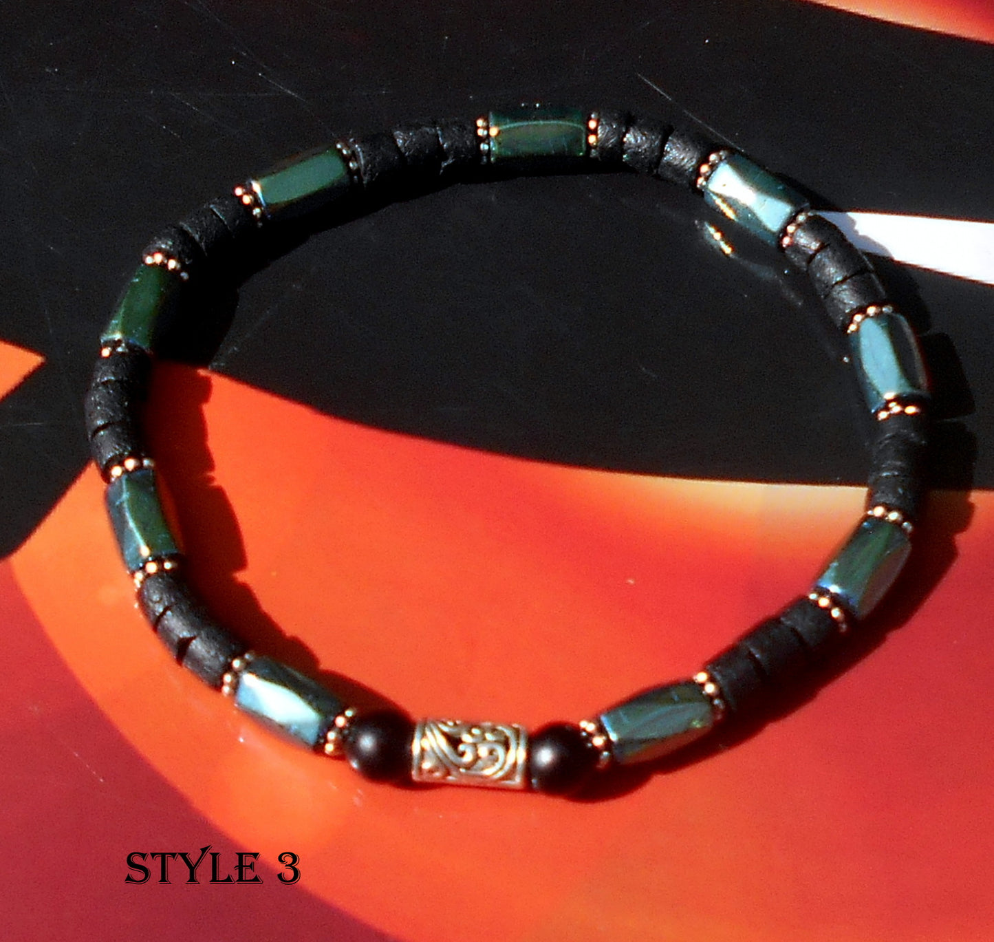 Men green Hematite coco wood Bracelet Healing stone, handmade bracelet men gift