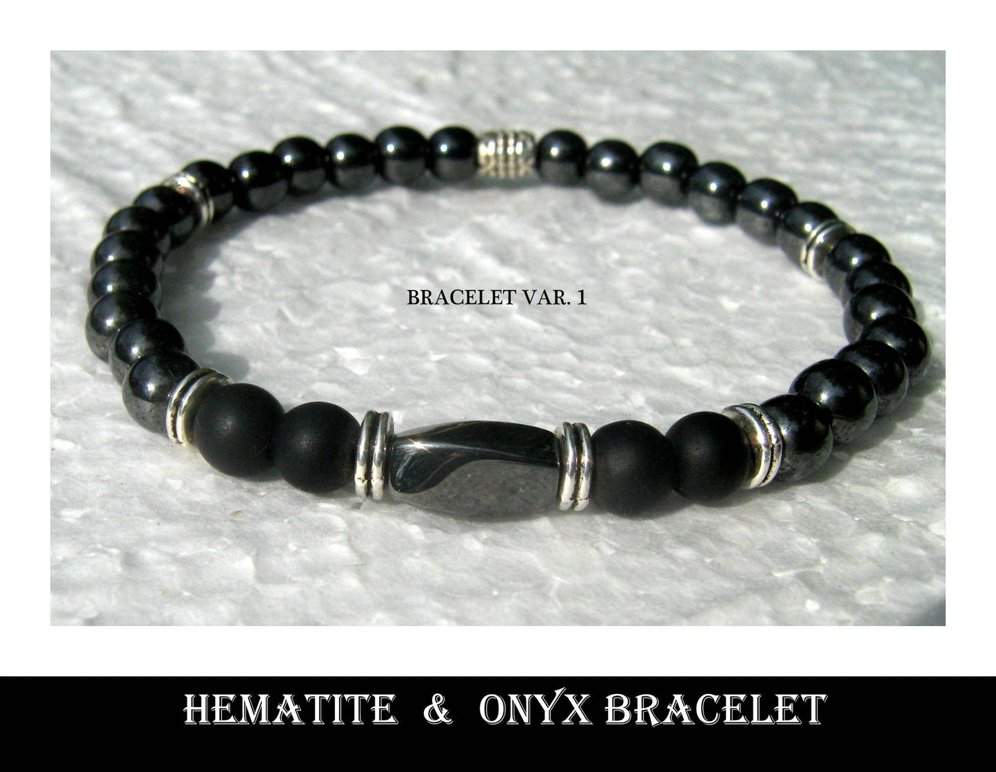 Men Black HEMATITE Onyx stone Bracelet , Healing stone, handmade bracelet men gift