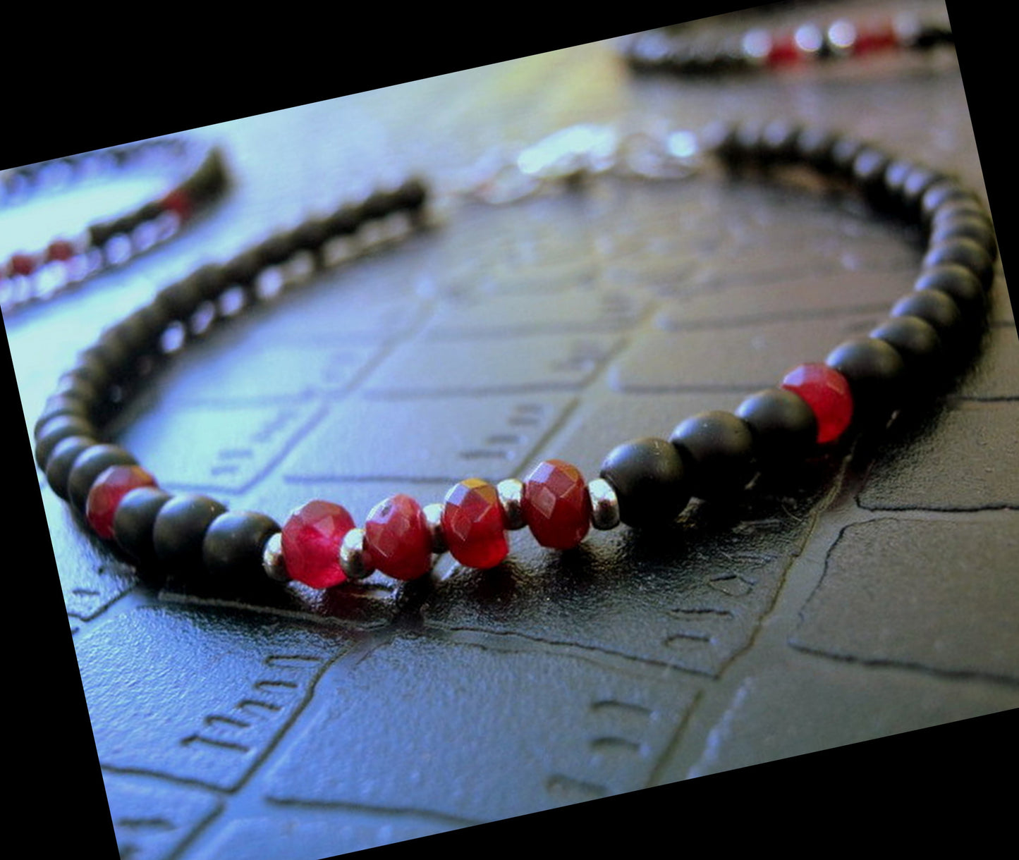 Men tiny RUBY Onyx Tourmaline Black Diamond Spinel Hematite bracelet, protection precious stone handmade slim bracelet men gift