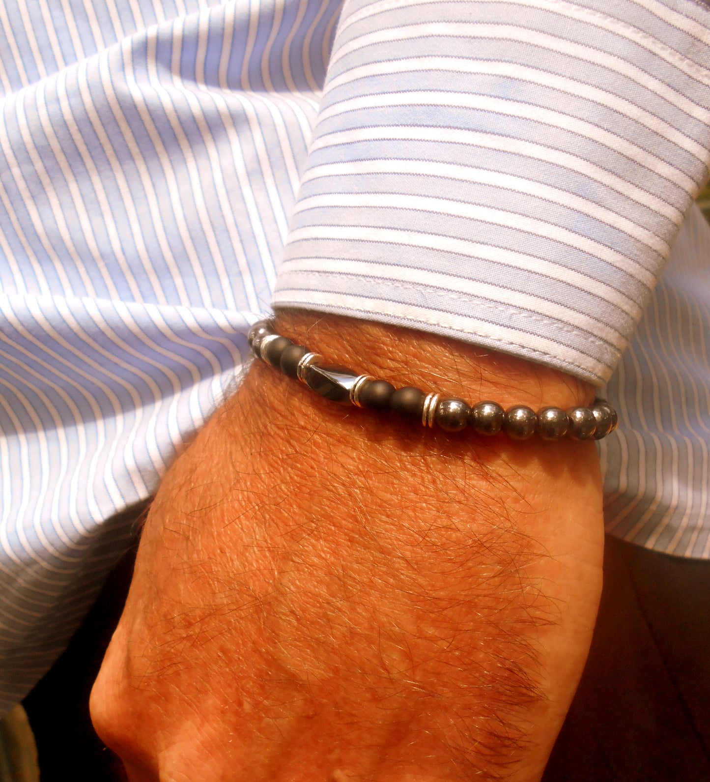 Men Black HEMATITE Onyx stone Bracelet , Healing stone, handmade bracelet men gift
