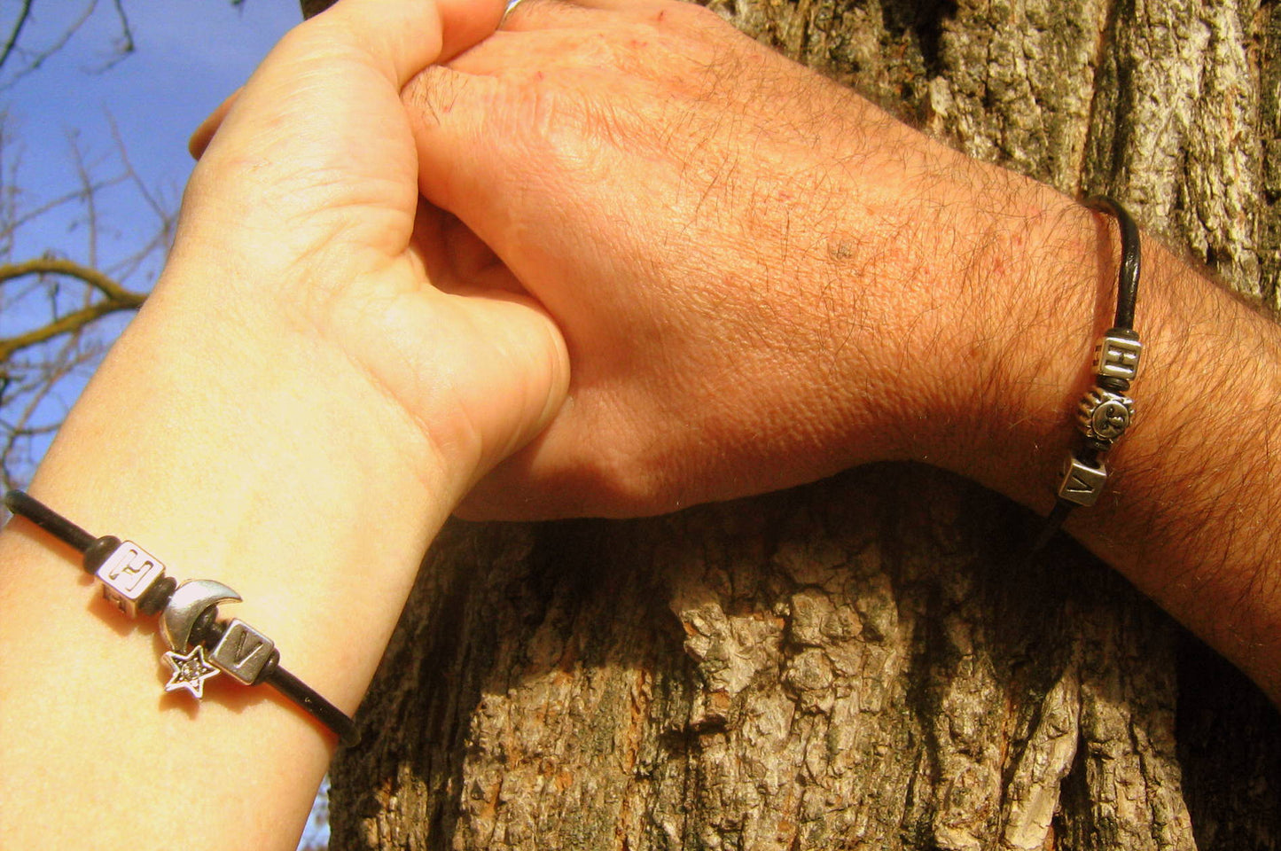 Custom Bracelets couple Sun and Moon, leather /cord long distance bracelet, Stack Handmade bracelet WITCH,couple gift