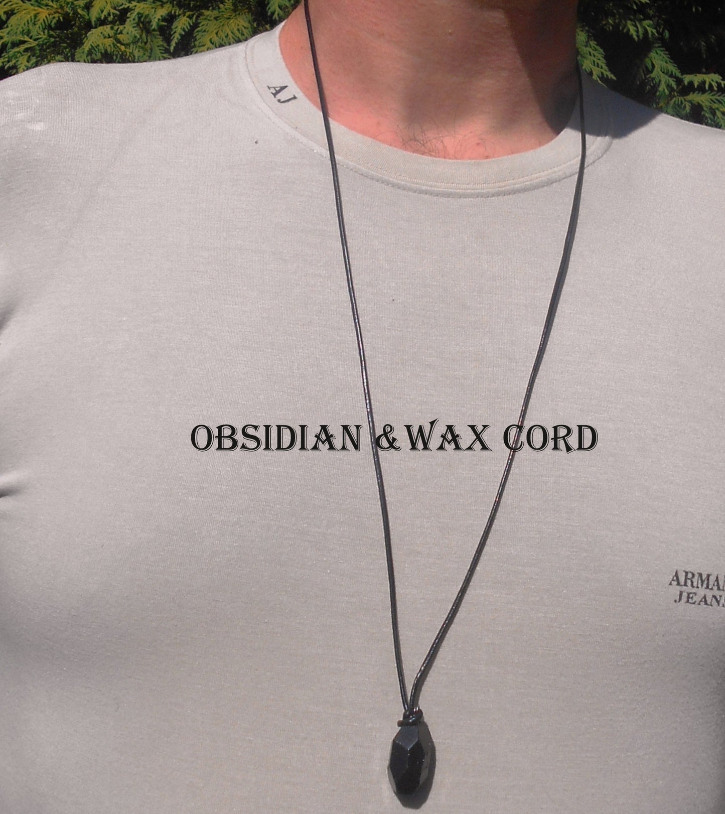 OBSIDIAN stone men pendant Necklace EMF Protection, healing crystal, silver chain stainless steel/cord/leather handmade necklace Men /couple Gift