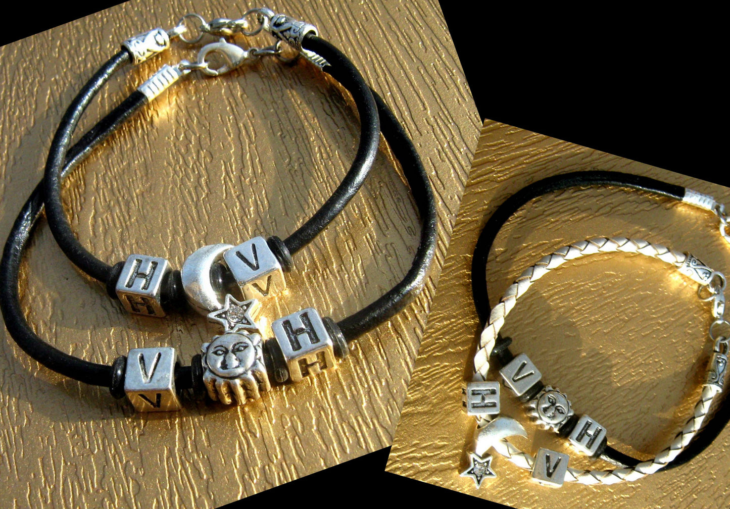 Custom Bracelets couple Sun and Moon, leather /cord long distance bracelet, Stack Handmade bracelet WITCH,couple gift