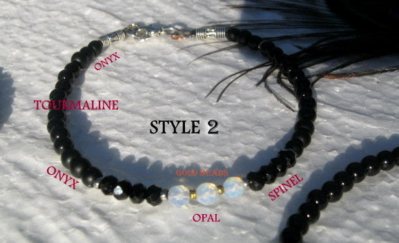 Men tiny OPAL Moonstone Onyx Tourmaline Spinel Black Diamond bracelet, protection precious which stone handmade slim bracelet men gift