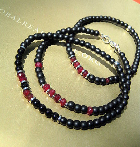 Men tiny RUBY Onyx Tourmaline Hematite Black Diamond Spinel bracelet, protection precious stone handmade slim bracelet men gift