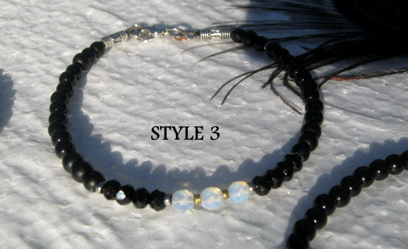 Men tiny OPAL Moonstone Onyx Tourmaline Spinel Black Diamond bracelet, protection precious which stone handmade slim bracelet men gift