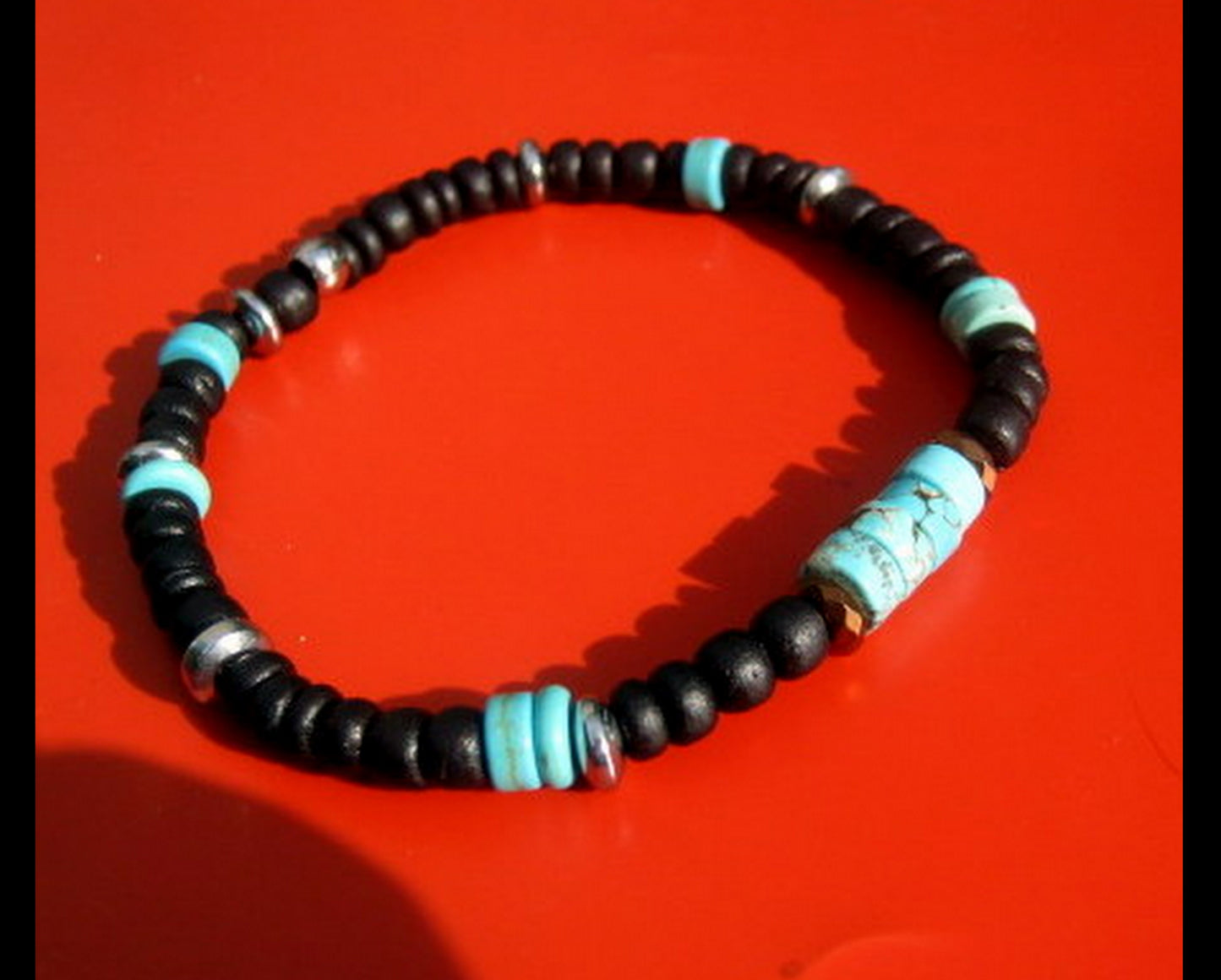 CAMELYS MAGIC 4 MEN - Men Bracelet blue Turquoise Imperial Jasper black Coco wood Hematite heishi Healing stone, handmade bracelet men gift