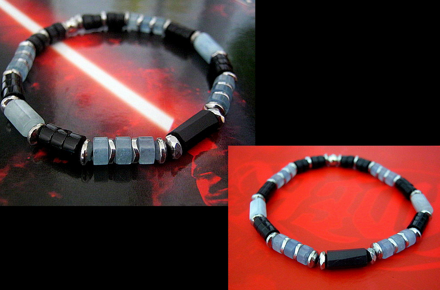 Men BRACELET AQUAMARINE & ANGELITE Tourmaline Hematite Onyx protection abundance stone handmade bracelet men gift