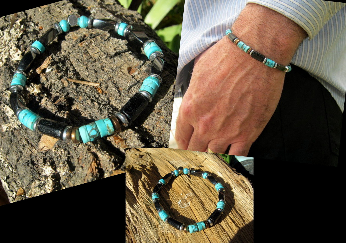 CAMELYS MAGIC 4 MEN - Men Bracelet Blue KYANITE LAVA Tourmaline Apatite, 925 St. Silver, Protection Healing stone, handmade bracelet men gift