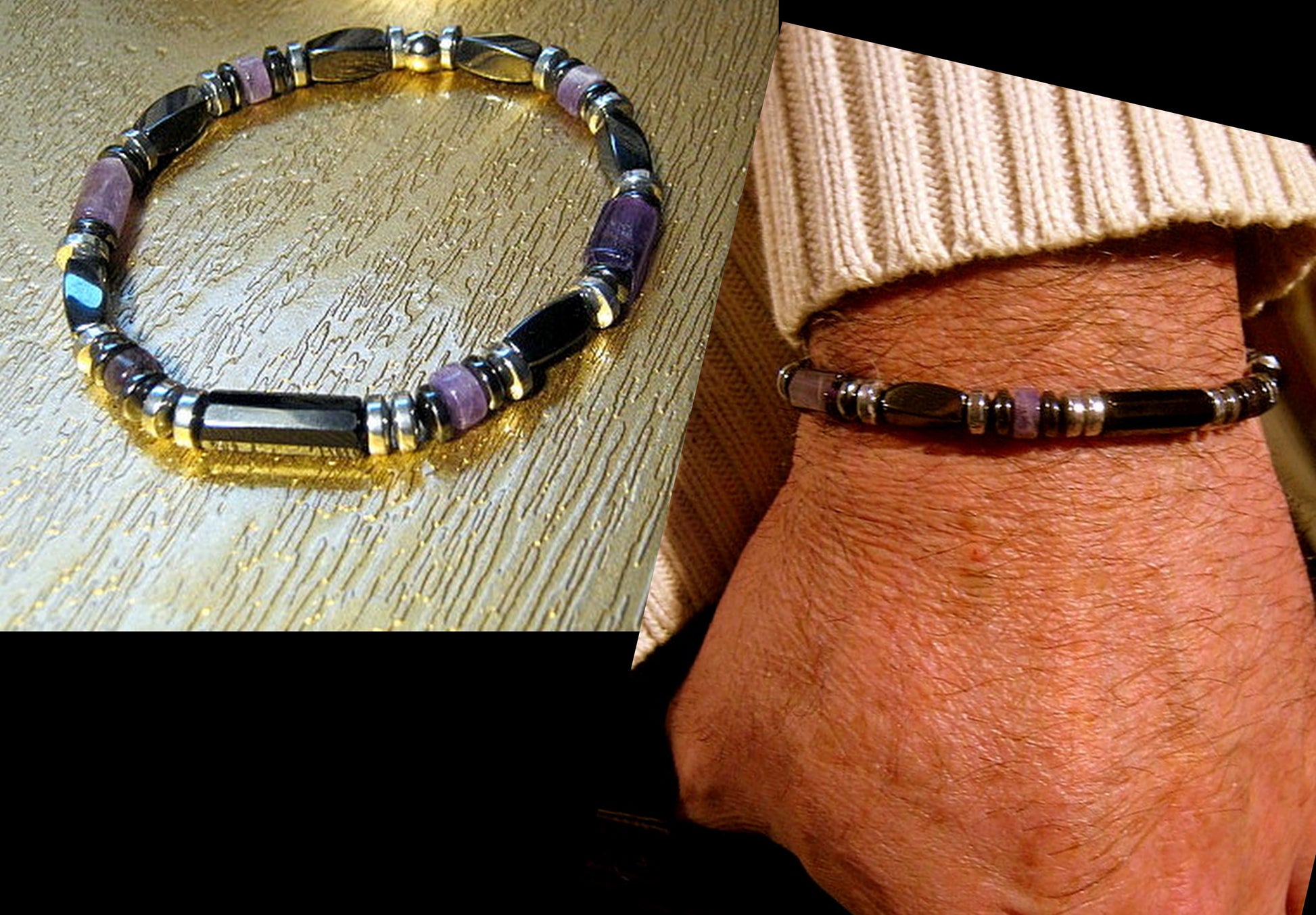 Camelys magic 4Men - Men bracelet AMETHYST Tourmaline Healing protection stone, handmade bracelet Men gift