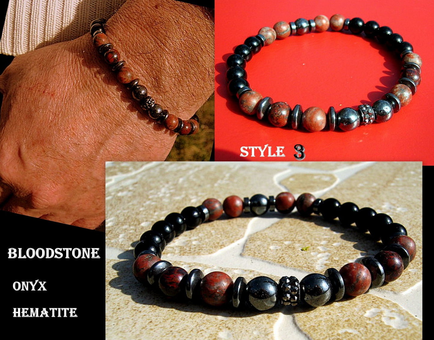 Men Red JASPER BRACELET Onyx Hematite Lava Prosperity protection Fertility Healing stone, handmade bracelet men gift