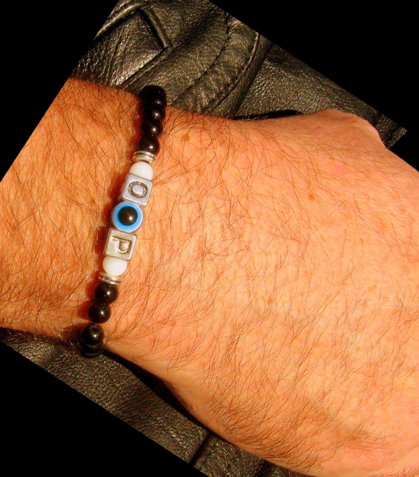 Men/ Woman Evil Eye stone Personalized BRACELET for Protection White shell Onyx Turquoise Lava hematite Handmade bracelet men gift