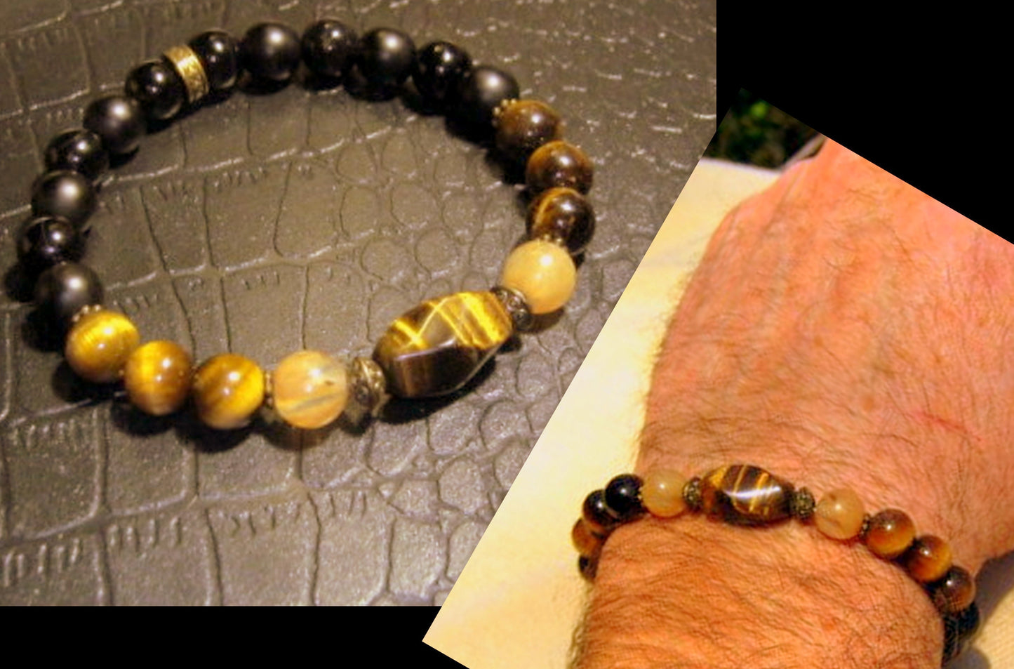 Men TIGER EYE fertility Bracelet Tourmaline Citrine Lava stone, Handmade bracelet men gift