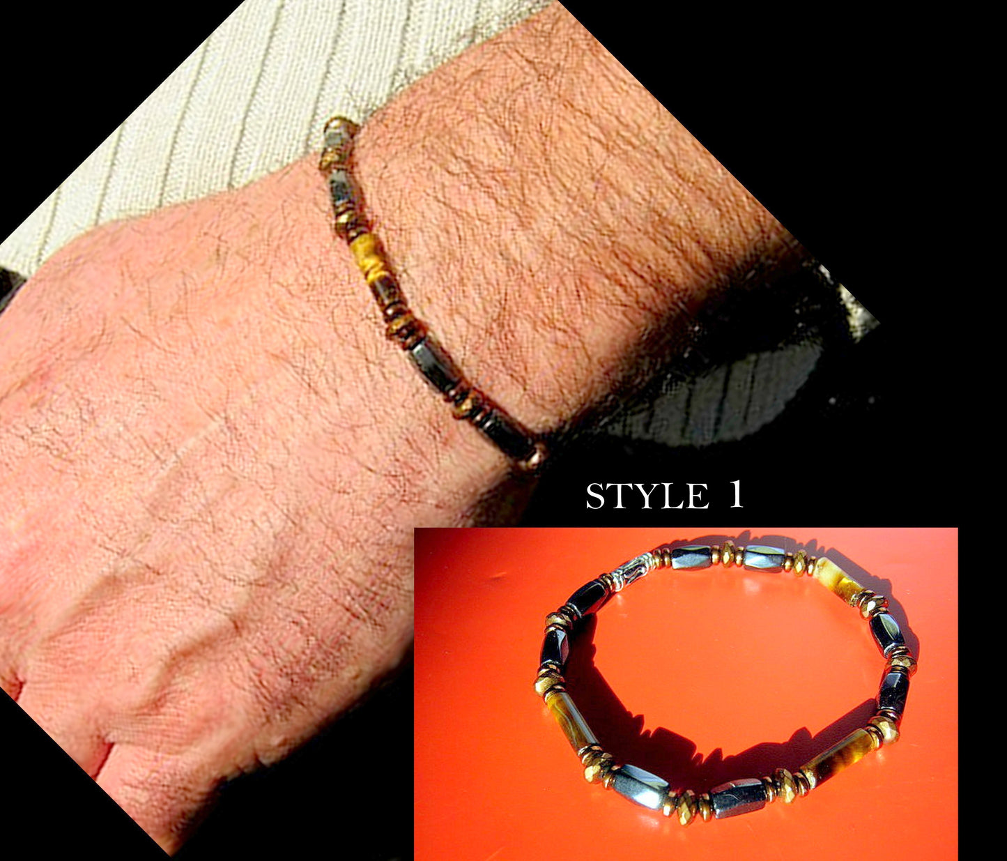 Men bracelet TIGER EYE, Hematite Healing protection stone, handmade bracelet Men gift
