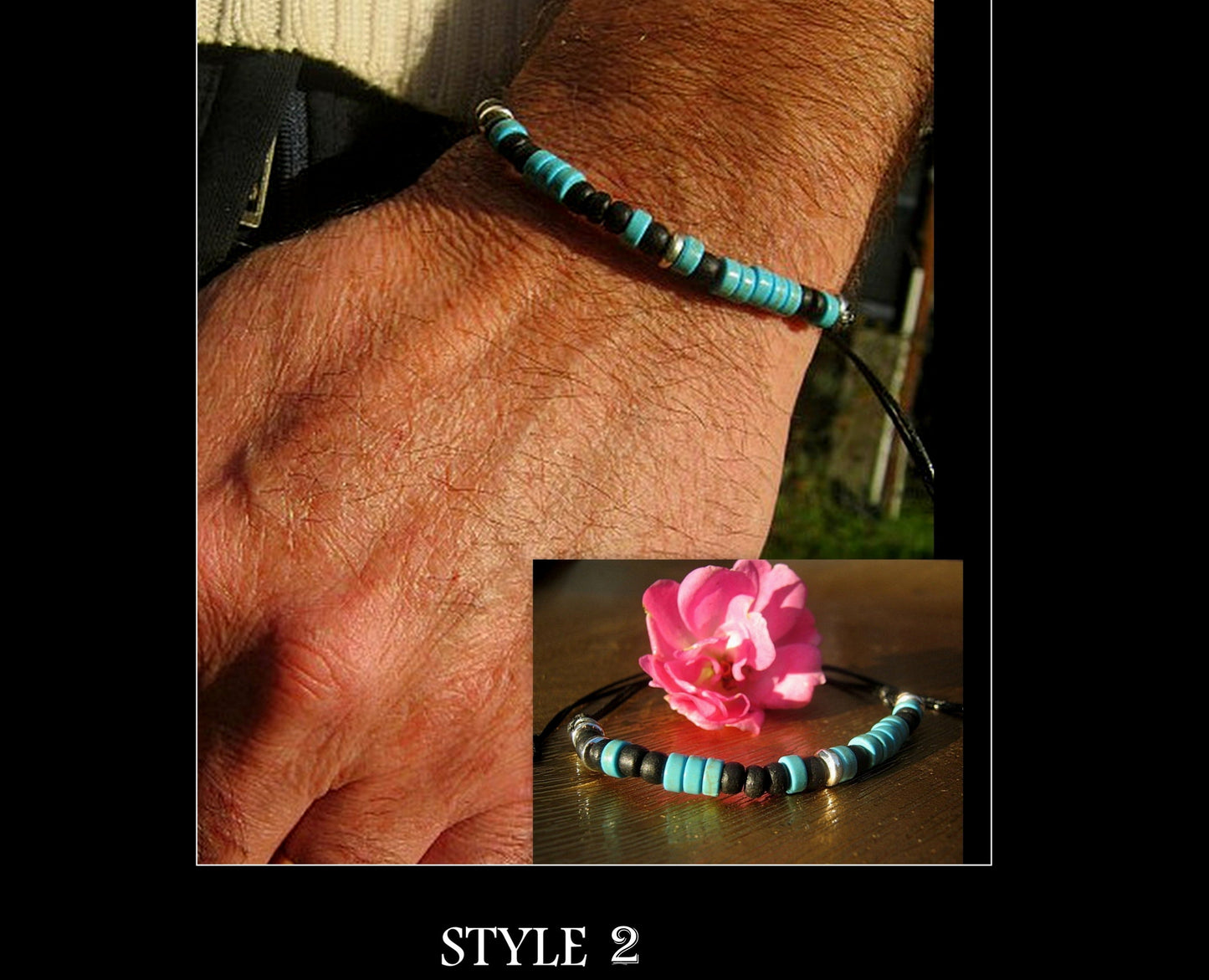 Custom CODE MORSE men/women Bracelet, Hematite, Coco wood, Onyx & TURQUOISE, CORD, I love you Secret Message, Healing protection stone Men handmade slim bracelet Men gift