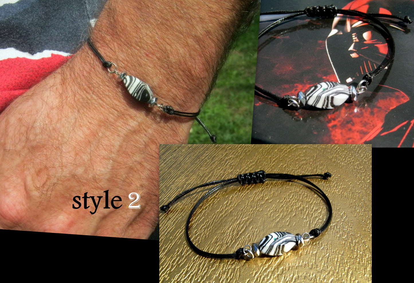 Men TURQUOISE zebra stone bracelet thin Cord slice knot Bracelet, Healing crystal, Stack slim set surfer Handmade bracelet men gift