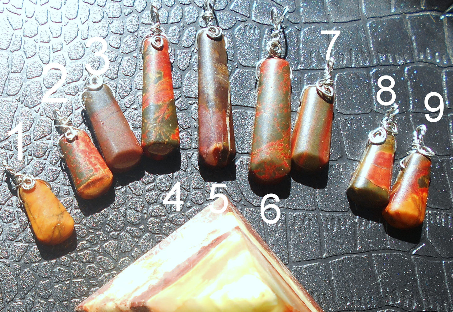 Bloodstone Jasper, stone men pendant Necklace, healing protection crystal, Cord/ chain stainless steel handmade necklace Men Gift