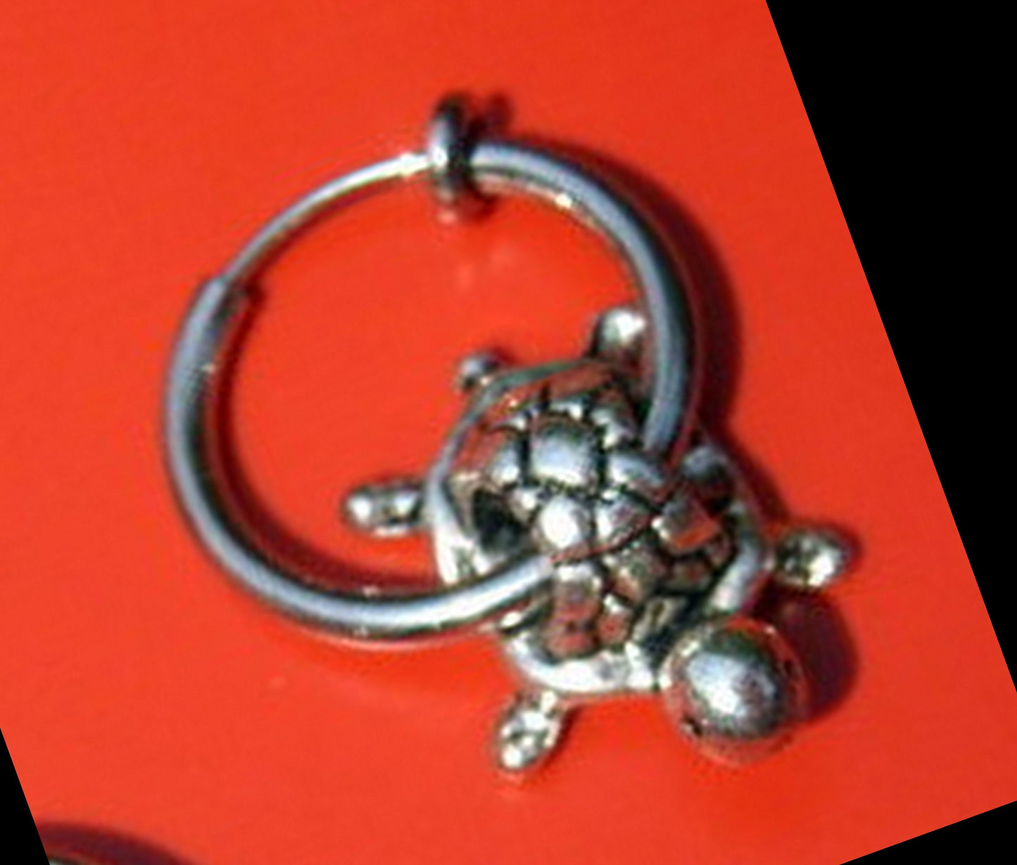 Men TURTLE Earring Hoop or Clip on non piercing earring, Dangle Handmade earring women men gift