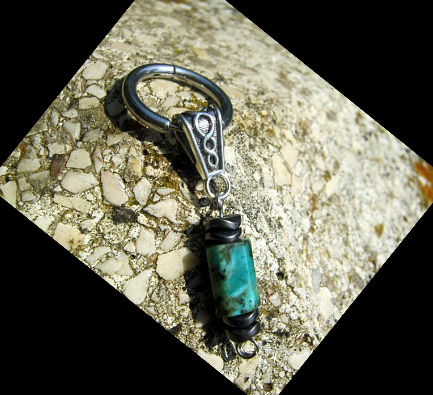 CAMELYS MAGIC 4 MEN - Men Earring African turquoise & Hematite stone Dangle Hoop/ clip on, Handmade earring men gift