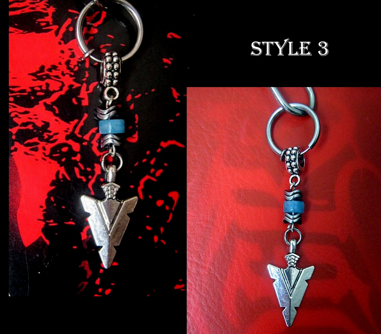 KYANITE stone & Hematite men Earring Hoop/ Clip on dangle unisex mono earring,Spike, Arrow, Sword, Handmade earring men gift