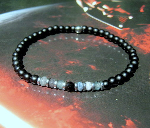 Men tiny MOONSTONE & Sunstone Onyx Tourmaline Spinel Black Diamond Turquoise, Labradorite bracelet, protection precious which stone handmade slim bracelet men gift