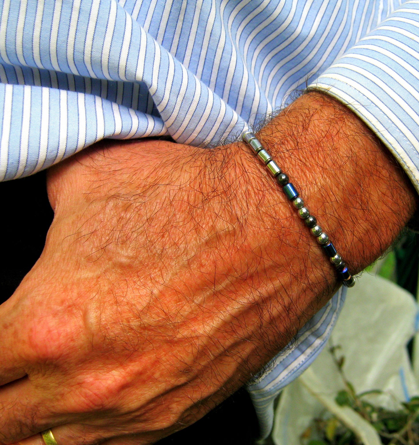 Custom MORSE CODE men/women hematite white Coral Bracelet, I love you Secret Message, Healing protection gemstone Men handmade slim bracelet Men gift