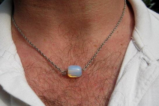 CAMELYS MAGIC 4 MEN - OPAL stone men pendant Necklace EMF Protection, healing crystal, chain stainless steel handmade necklace Men Gift