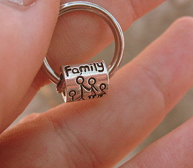 Men "Family of 4" Earring Hoop or Clip on non piercing earring, black chain, Dangle Handmade earring women men gift