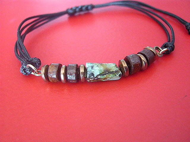 Green African TURQUOISE brown Coco wood Hematite heishi men bracelet Cord slice knot slim set surfer bracelet, protection stone Men/ couple gift,Handmade bracelet