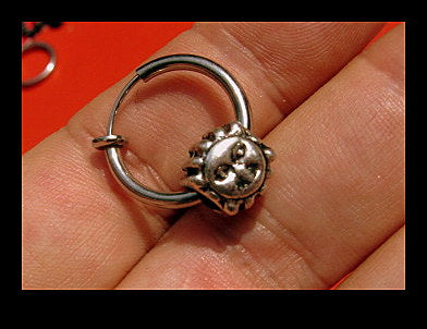 Men SUN & MOON Earring Hoop or Clip on non piercing earring, Dangle Handmade earring women WHICH men gift