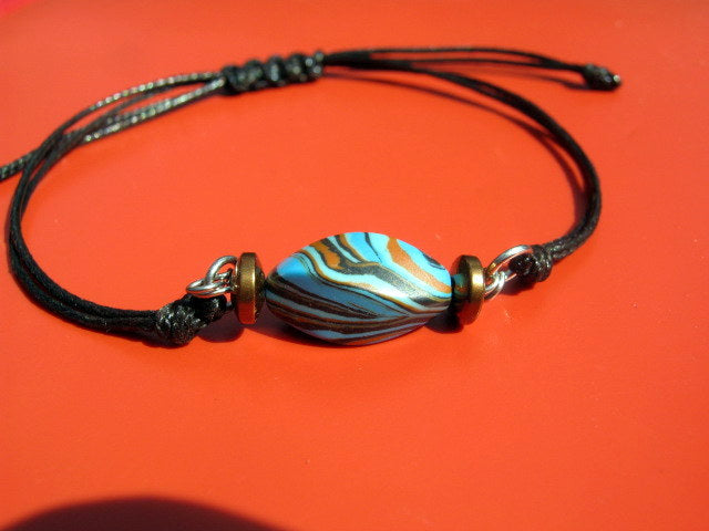Men TURQUOISE zebra stone bracelet thin Cord slice knot Bracelet, Healing crystal, Stack slim set surfer Handmade bracelet men gift