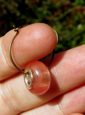 Men Earring donut GEMSTONE, Dangle Hoop/ clip on black, Handmade earring men women gift