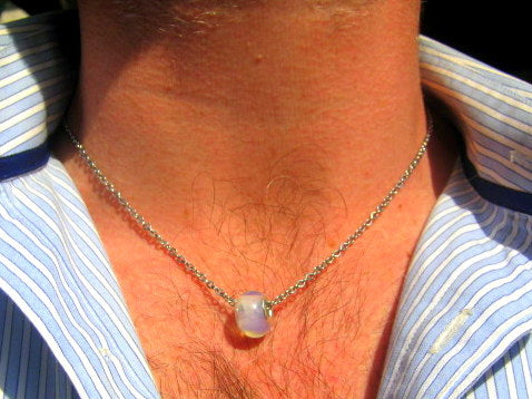 OPAL stone men pendant Necklace EMF Protection, healing crystal, chain stainless steel handmade necklace Men Gift