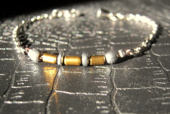 Custom CODE MORSE men/women Bracelet blue Hematite & Stainless steel chain, I love you Secret Message, Healing protection stone Men handmade slim bracelet Men gift