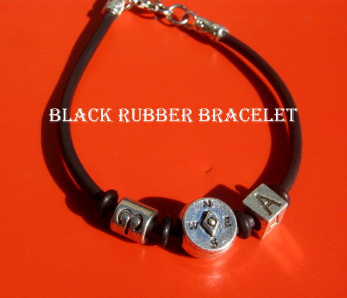 Men silver COMPASS custom cord /Leather Bracelet, Stack slim protection Handmade bracelet men gift